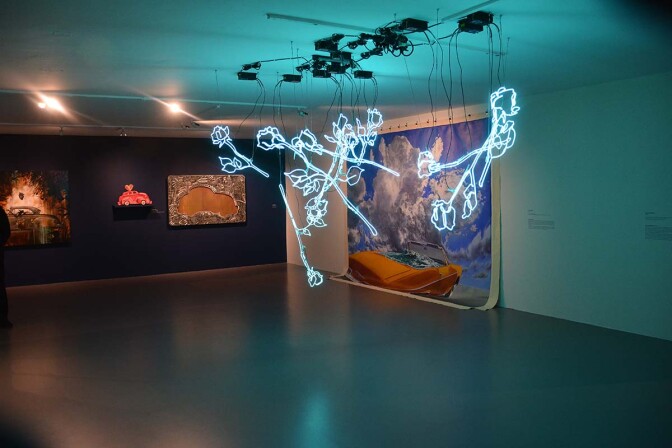 Installation shot of "Bridges in a Time of Walls: Mexican/Chicano Art from Los Angeles to Mexico" | Courtesy of AltaMed