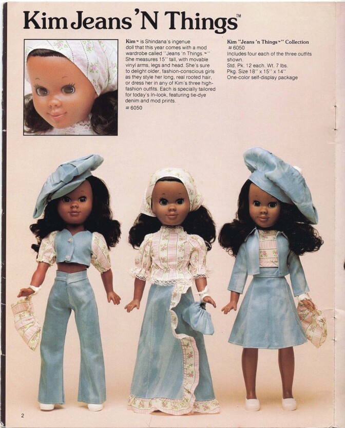 Kim Jeans 'N Things collection from Shindana Toys features long, real rooted hair and fashionable outfits | Courtesy of Billie Green