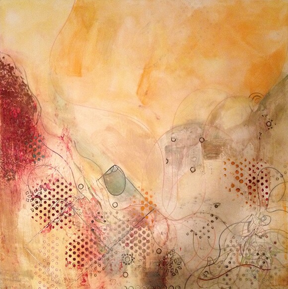 "Lucid Desert" by Natasha Shoro, 2013, encaustic and mixed media on wood panel, 30" x30" | Courtesy of the artist
