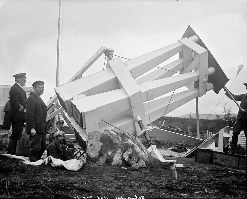 The Lick Observatory Intramercurial Camera, mounted at Sandwich Bay, Labrador, for total solar eclipse of August 30, 1905. Scan of Glass Plate, From film by Tony Misch and Simon Holland; Courtesy of the University of California Observatories / Lick Obser