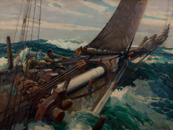 Joe Duncan Gleason, "Head Winds (Storm at Sea)," oil on canvas (Gardena High School, Class of Summer 1935).