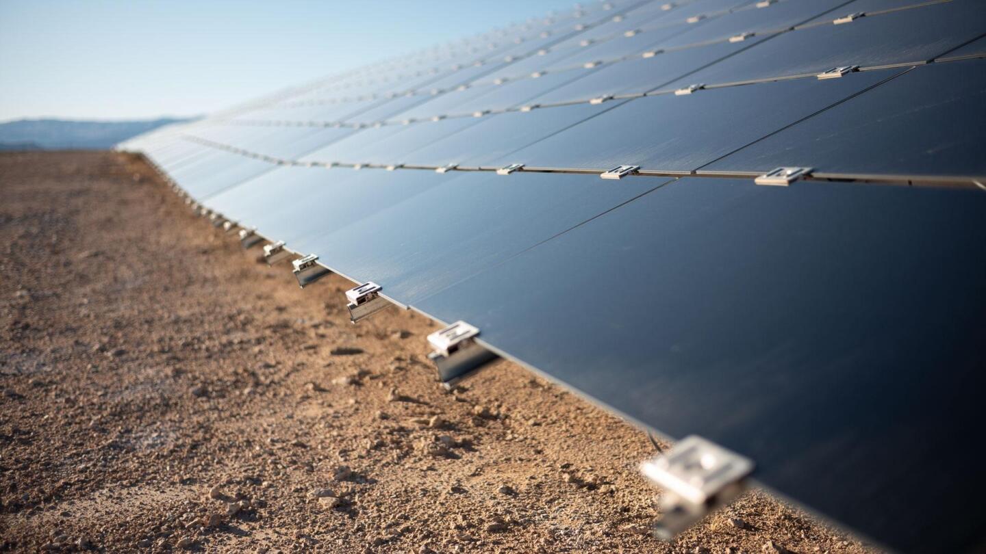Solar panels at Moapa Southern Paiute Solar Project.
