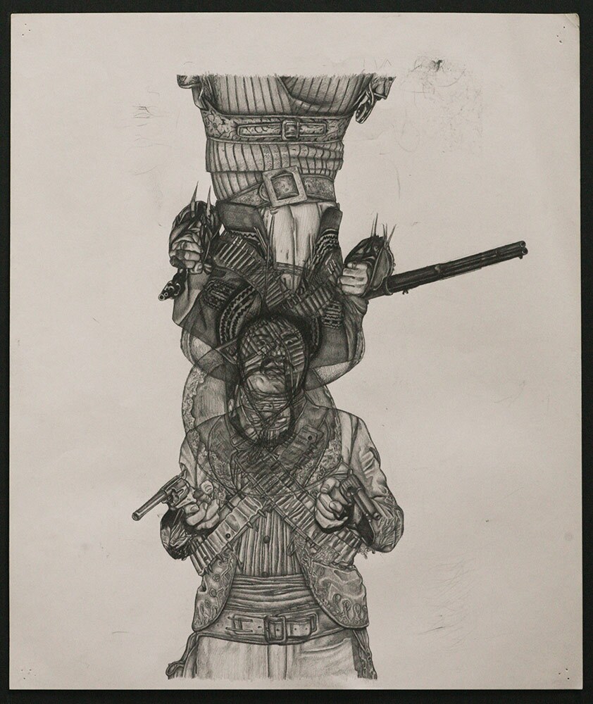 "Wonkey Honkey Tonkey without Donkey (When Jerry met Larry)" 2017 by Vincent Ramos. Mixed media on paper. | Courtesy of the artist