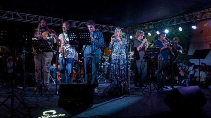Members of the Pan Afrikan Peoples Arkestra on stage | Samantha Lee "The New West Coast Sound: An L.A. Jazz Legacy"ab s11 preview image