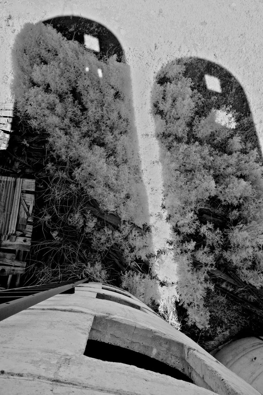 Silos and Shadows - Infrared Exposure - Bishop, CA - 2016 | Osceola Refetof