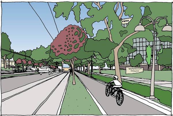 Rendering for Canoga Avenue, looking north