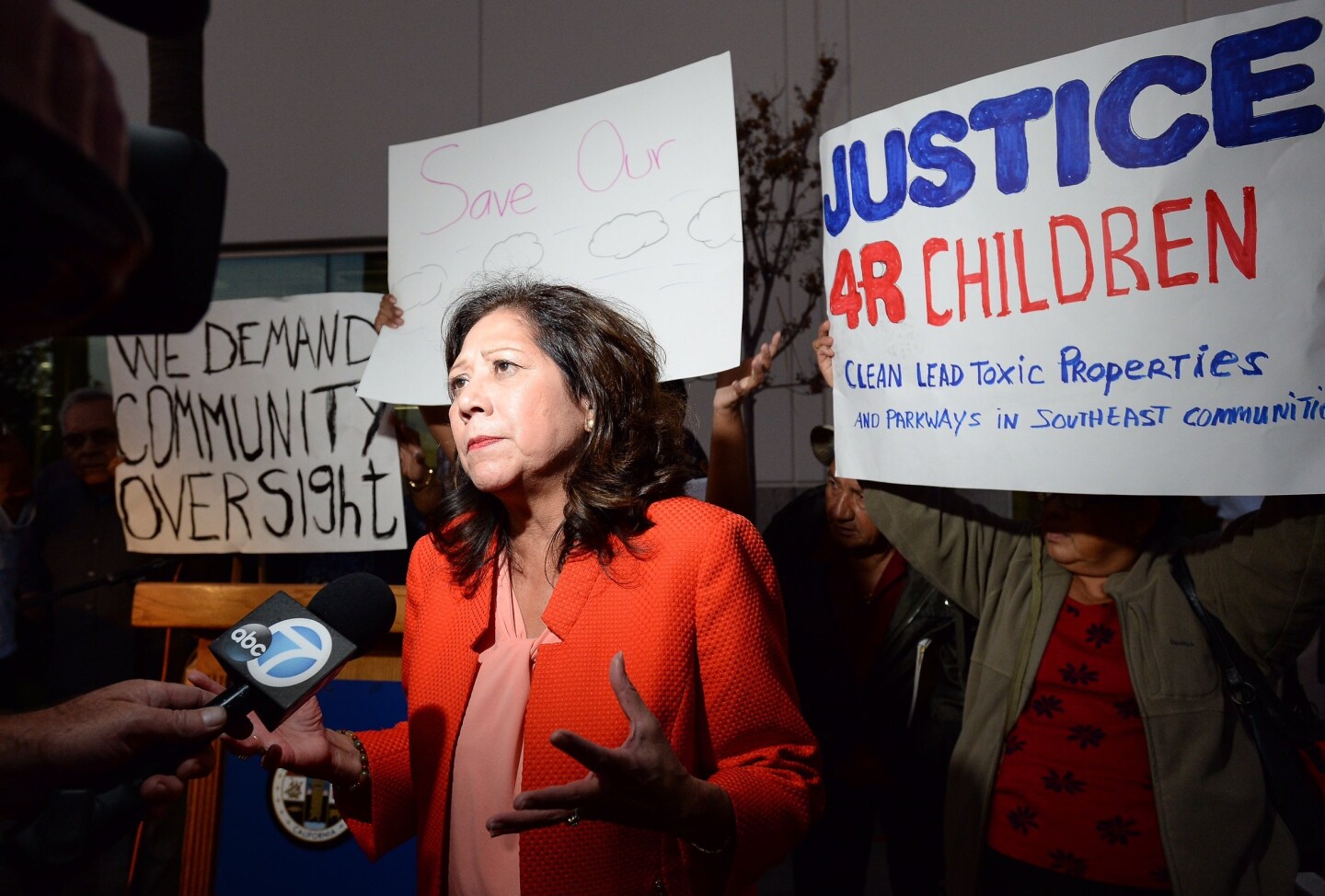 Los Angeles County Supervisor Hilda L. Solis discussing the the Exide Area Lead-Based Paint Hazard Mitigation Program.