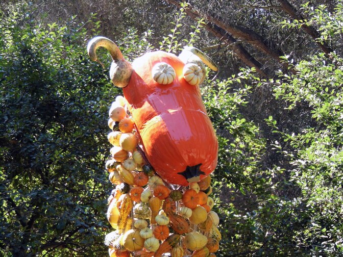 A sculpture made out of gourds at Descanso Gardens. | Sandi Hemmerlein