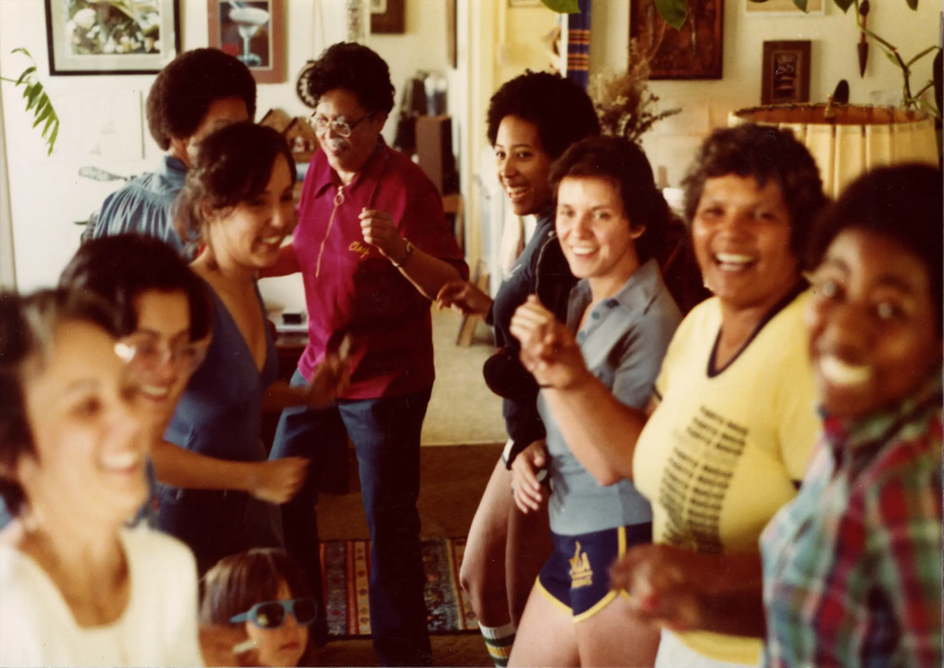photo of women dancing, Photo credit: Lesbians of Color Conference, 1980. From the Yolanda Retter Papers. Courtesy of the UCLA Chicano Studies Research Center.