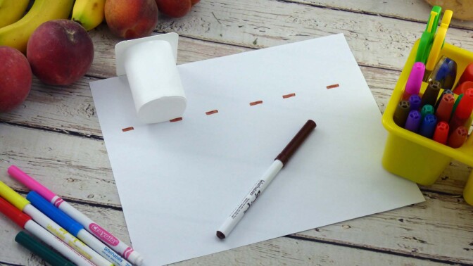 Measuring strips of paper for yogurt cups