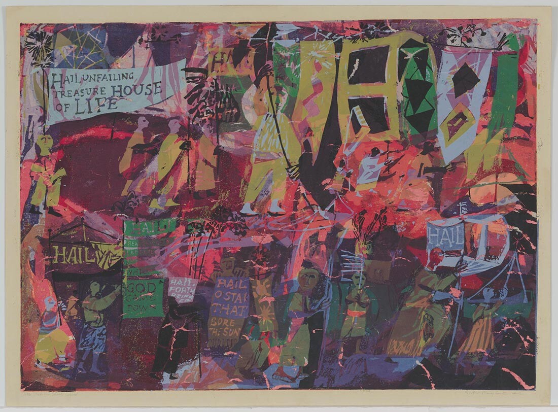all the nations shall come, 1955 | Collection UCLA Grunwald Center for the Graphic Arts, Hammer Museum. Corita Kent Bequest.