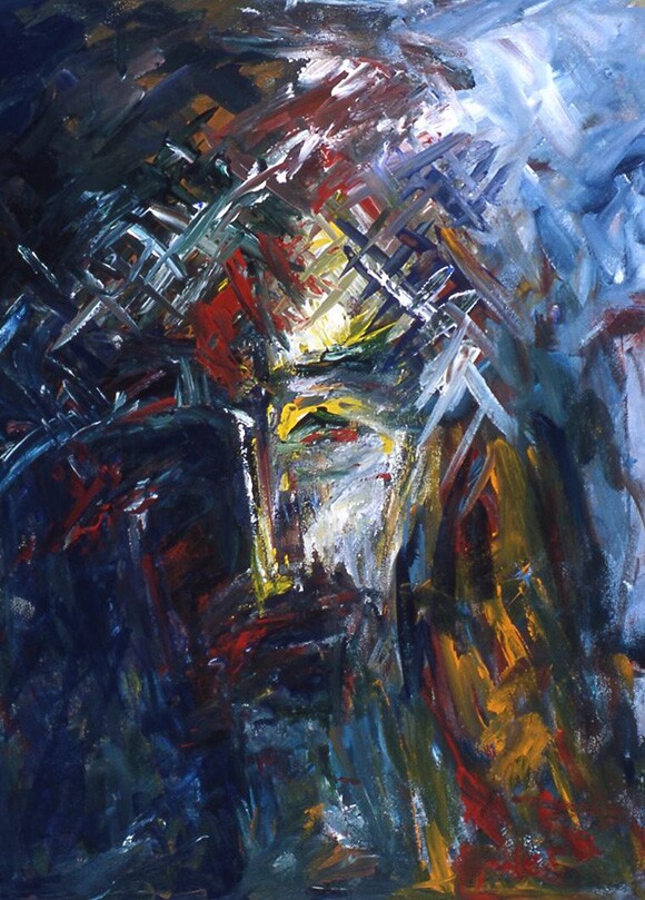 "Sacrifice" by Vera Arutyunyan, 2005, acrylic on canvas, 24x8," Private collection | Image courtesy of the artist