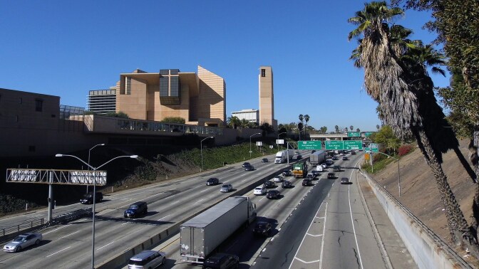 A freeway view of the Cathedral of our Lady of the Angels | Sandi Hemmerlein