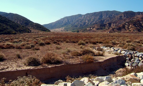 Looking west northwest from Glen Helen Parkway into the mouth of Sycamore Canyon; proposed site of Neighborhood 1 of the Lytle Creek Ranch Specific Plan, beneath which lies the Glen Helen fault | Photo Courtesy of William O. Butler
