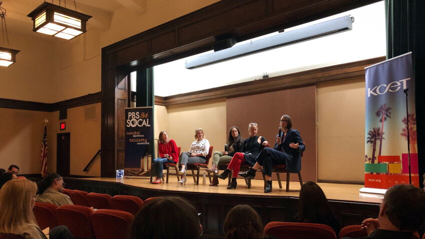 Panel moderator Jill Replogle (KPCC/LAist) led the discussion between panelists Gina Pollack (KCET producer), Amy Hammes (Specialist at Burbank Recycling), Anna Cummins (Co-Founder 5 Gyres) and Assemblymember Laura Friedman.