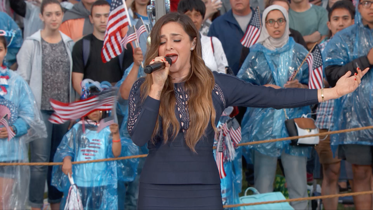 Alisan Porter sings the National Anthem