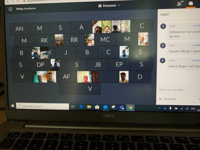 Screenshot of an online plant clinic for farmer in the southern state of Tamil Nadu, India, May 8, 2020. | Thomson Reuters Foundation/Anuradha Nagaraj
