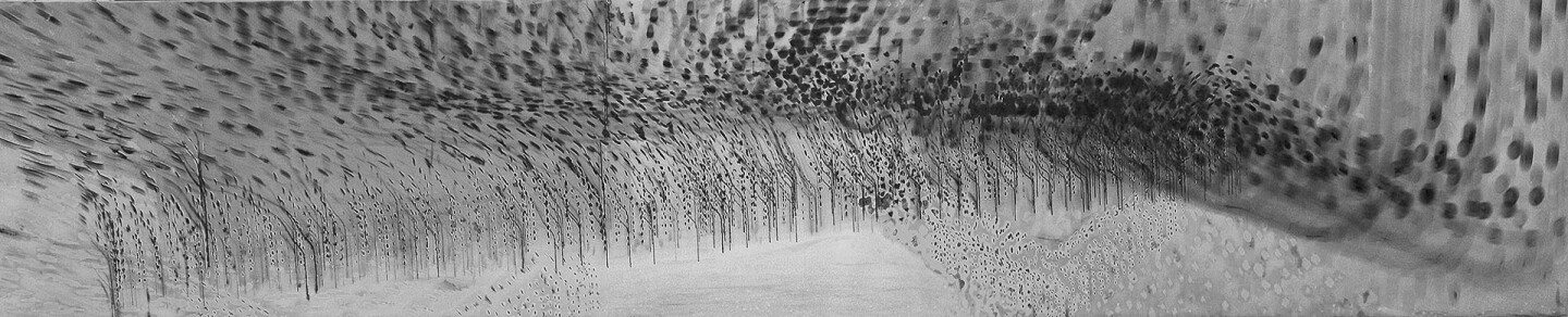 Echo Lew Untitled (#1047), 2014 Chinese Ink and Mixed Media 12”h x 60”w