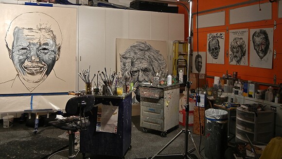 Robbie Conal's studio