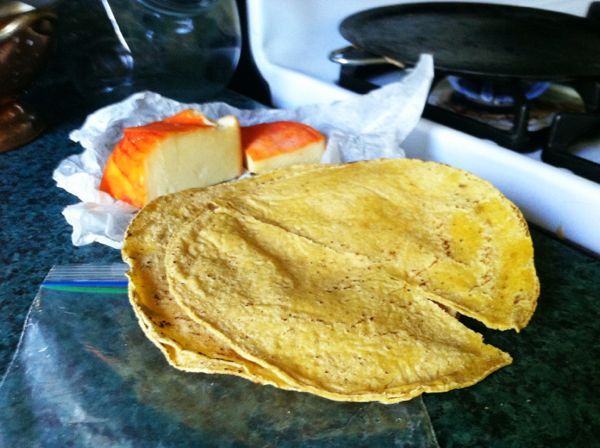 Tortillas brought from Mexico, made with only corn, lime and water