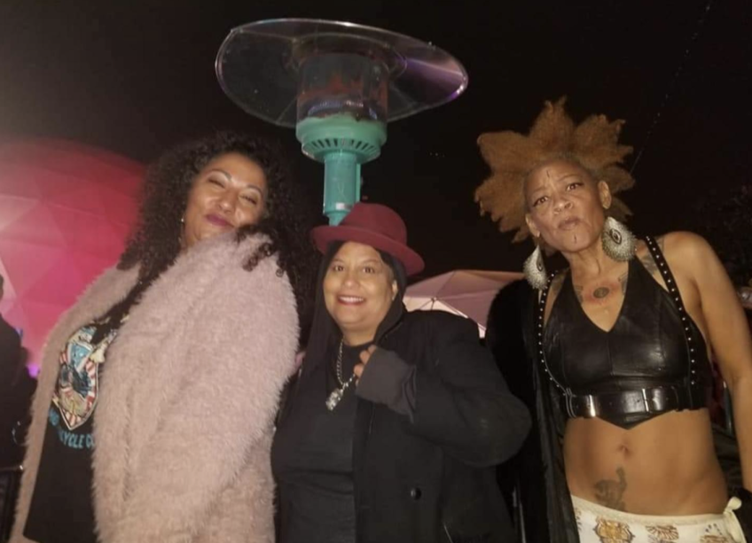 SenYon Kelly with Tammy Brooks (left) and Rapper Medusa, The Gangsta Goddess (right)