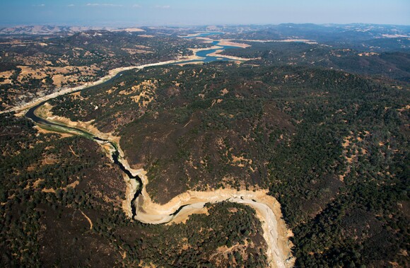 An aerial view of Nacimiento Lake and the Nacimiento River in northern San Luis Obispo County. | Photo: Brittany App.