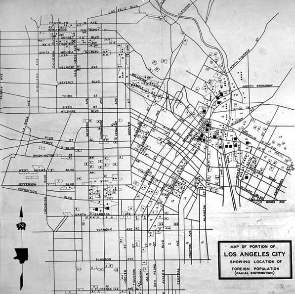 Bent: Map of 'racial areas' of Los Angeles, 1938