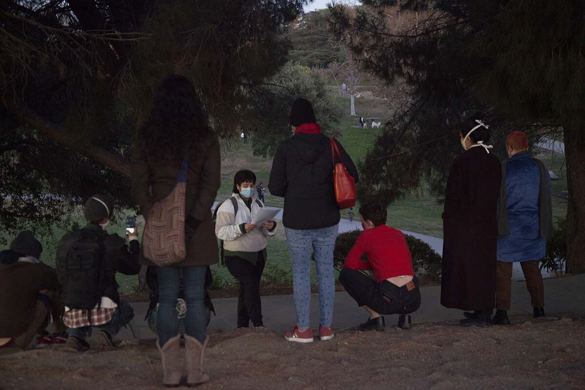 Rachel Yezbick and Sikarnt Skoolisariyaporn's performance for the Bangkok Biennial 2020. It was a tour of Bangkok and Los Angeles over long walks on video calls. | Cedric Tai