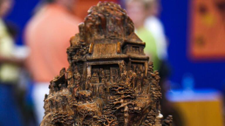 Appraisal: Chinese Bamboo Mountain Carving, ca. 1890