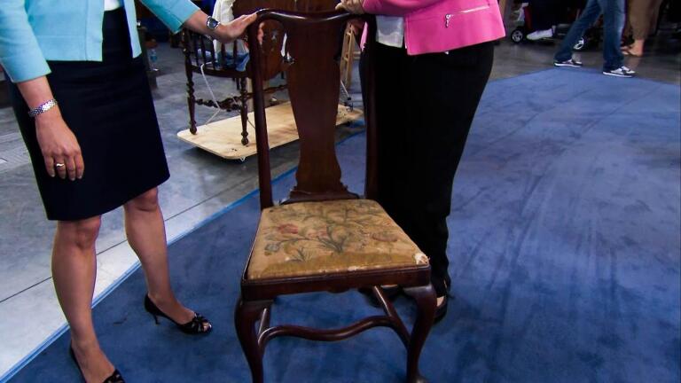 Appraisal: Walnut Chair with Crewel Seat, ca. 1720