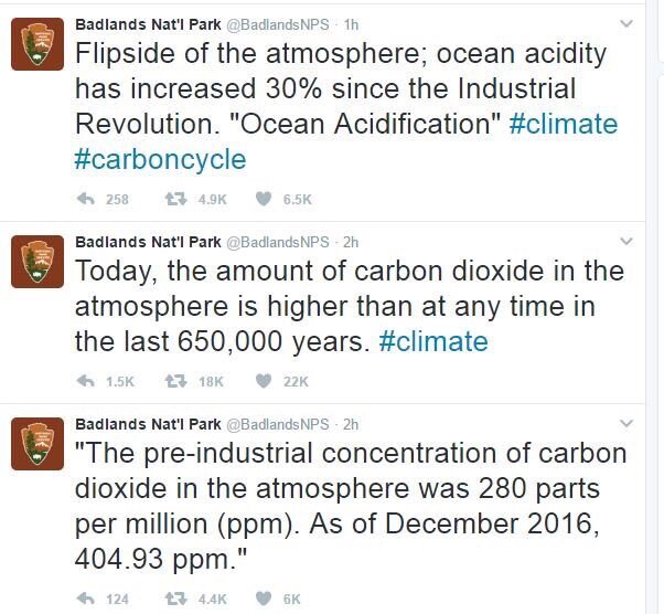 Badlands NPS deleted tweets