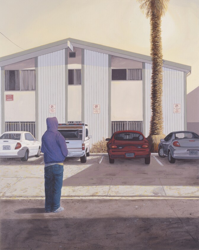 Sandow Birk, "Divine Comedy: Tree of Knowledge of Good and Evil," 2003. Oil and acrylic on canvas. 54 x 43 inches. Courtesy of Catharine Clark Gallery, San Francisco.