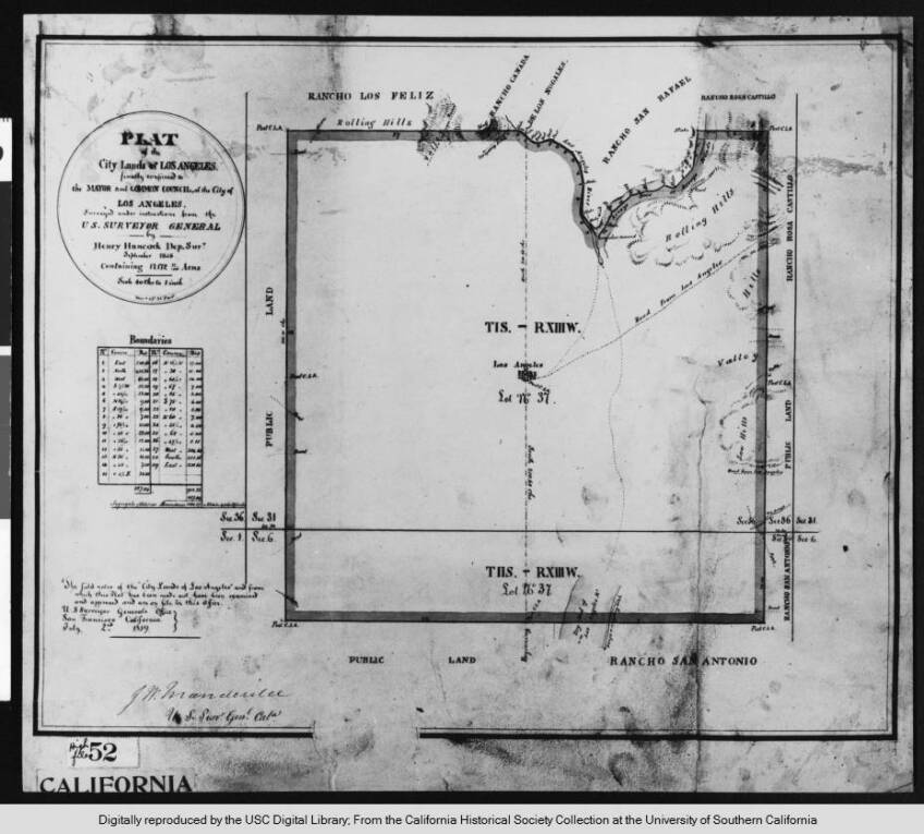 Map of Los Angeles city lands (1858)