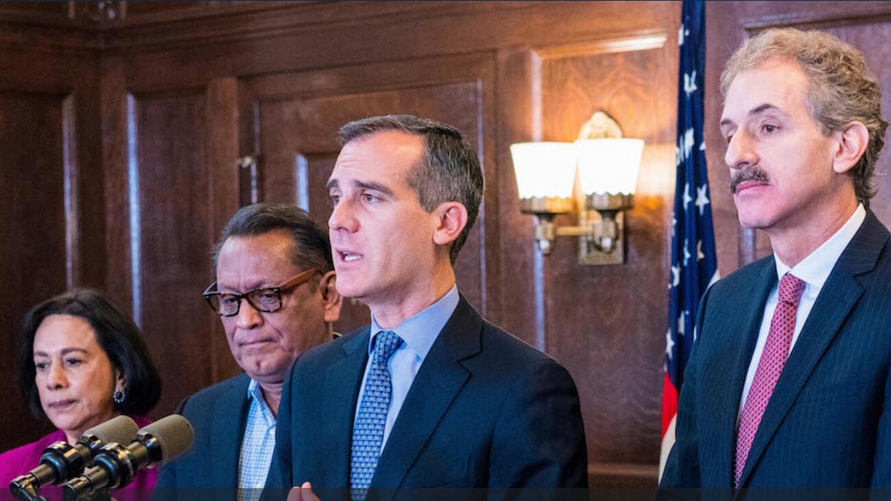 Mayor Eric Garcetti announces the L.A. Justice Fund | photo courtesy L.A. Mayor's Office