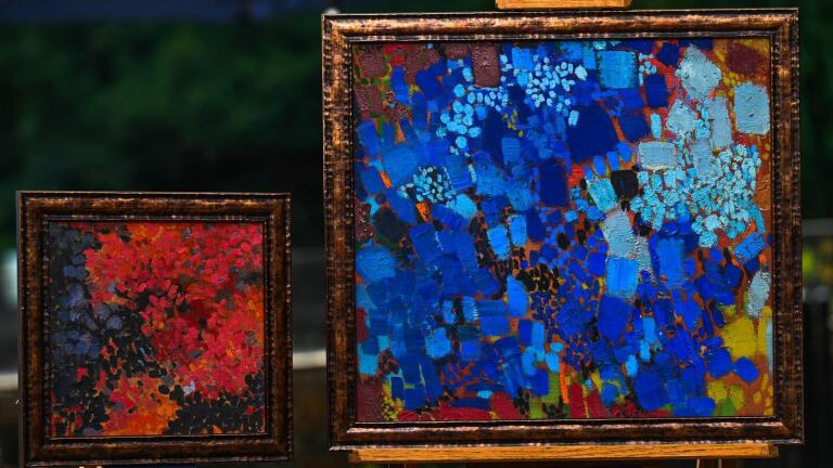 Appraisal: 1959 & 1961 Lynne Drexler Oil Paintings
