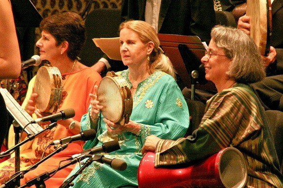 Drummers perform as part of the Middle East Ensemble. | Courtesy of Middle East Ensemble