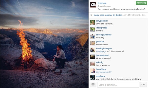 A campfire lit at Eagle Peak, Yosemite National Park.