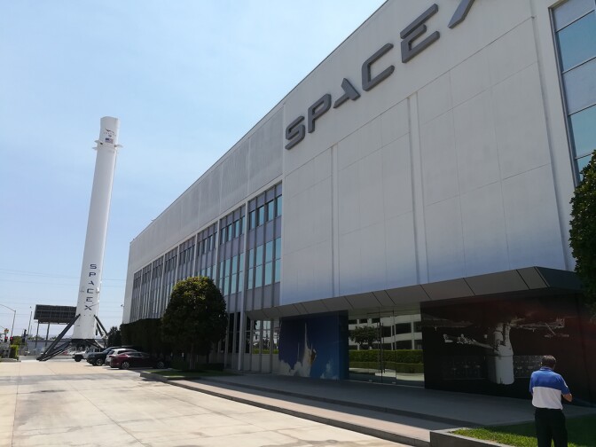 Falcon 9 booster B1019 at SpaceX headquarters in Hawthorne | Flickr/Juan Kulichevsky/Creative Commons (CC BY-SA 2.0)