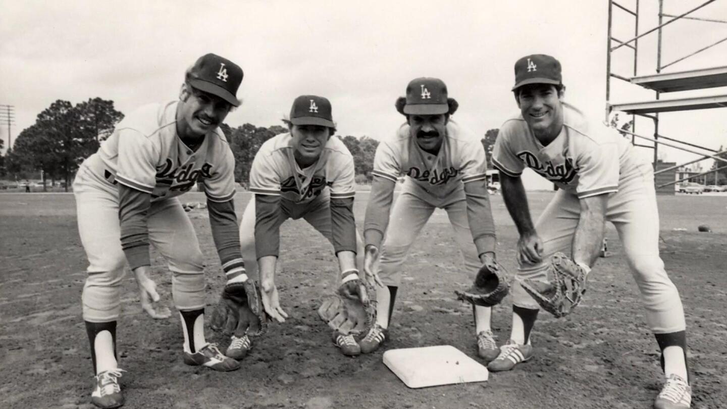 Dodgers baseball players pose for a picture. | From "Dodgers Stories: 6 Decades in LA"