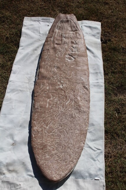 Ally James's surfboard-shaped clay art