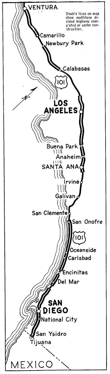 1954 map of US-101