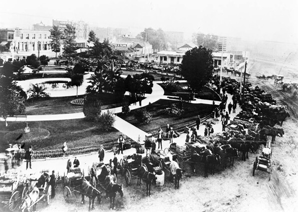 The Plaza in the 1880s. Courtesy of the California Historical Society Collection, USC Libraries.