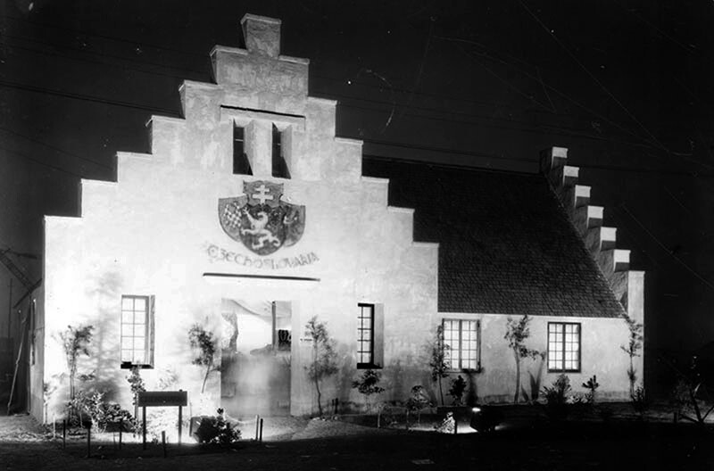 Czechoslovakia Building. It housed a collection of industrial products and traditional handicrafts. Photograph courtesy of Security Pacific National Bank Collection, Los Angeles Public Library