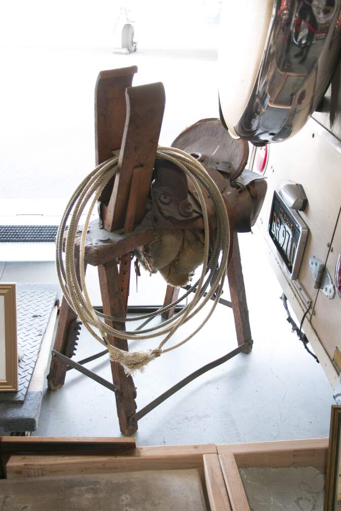 This saddle is one that Nudie customers would sit on to get fitted for their boots | Carren Jao
