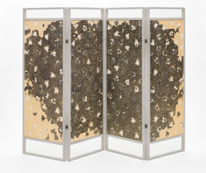 Ed Moses, "Rose Screen," 1963. Graphite and acrylic on board in painted wood frame. Four panels: 60 x 21 1/2 inches each. Los Angeles County Museum of Art, Museum Acquisition Fund. © 2015 Ed Moses, photo. © 2015 Museum Associates/ LACMA.