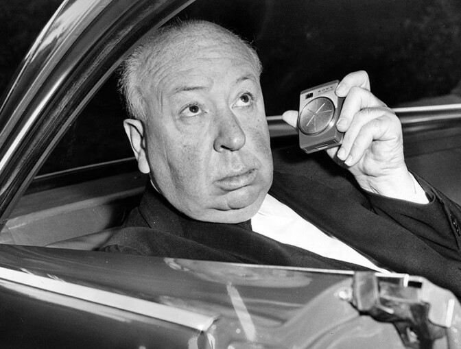 Hitchcock riding to work from his Bel Air home in 1961