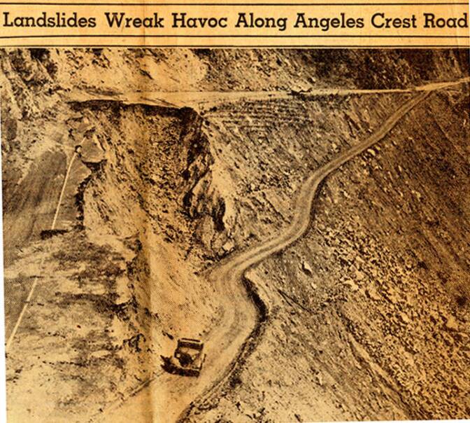 Landslide along the Angeles Crest Highway