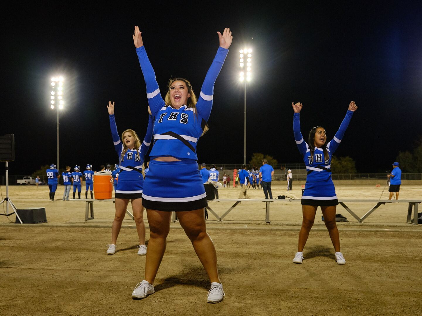 Cheerleaders at the Trona Tornadoes football game, Trona, Ca. | Osceola Refetoff