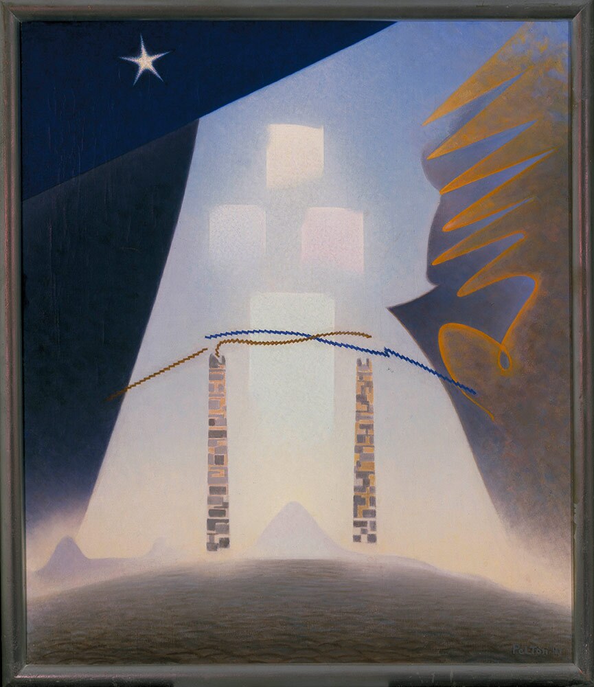 Agnes Pelton, "Future," 1941. Oil on canvas. | Collection of Palm Springs Art Museum, 75th Anniversary gift of Gerald E. Buck in memory of Bente Buck, Best Friend and Life Companion.