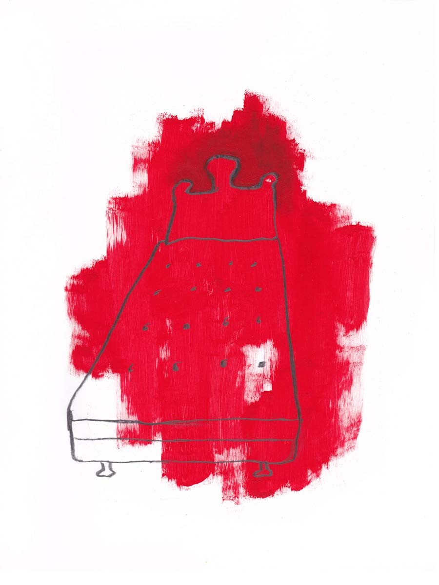 Georgina Lewis, “how do you sleep at night? part 1,” 2020. Graphite and acrylic paint on paper, 9” x 12.” | Courtesy of the artist